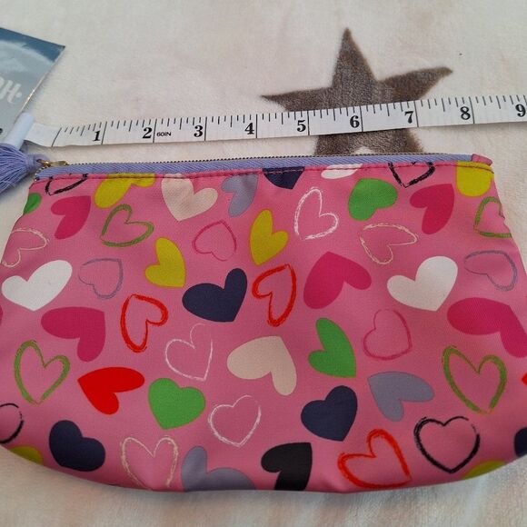 Cosmetic Pouch Hearts For Cosmetic Accessories Tools Zipper Valentine's Pink - Picture 2 of 11